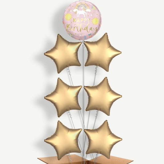 Dainty Unicorn Happy Birthday Helium Balloon Arrangement | Party Save Smile