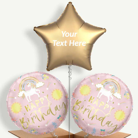 Personalisable Dainty Unicorn Happy Birthday Helium Balloons | Party Save Smile