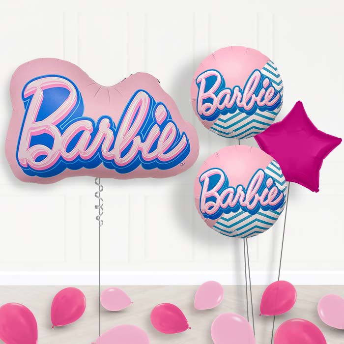 Barbie Balloon Bouquet Delivery | Giant Balloon + 2 Themed Balloons + 1 Plain Balloon + Mini Balloons | Party Save Smile