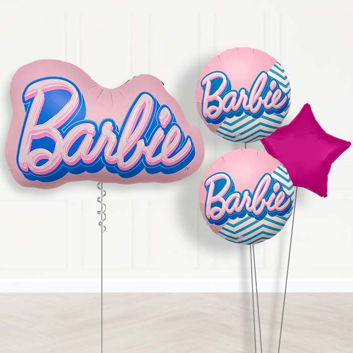 Barbie Balloon Bouquet Delivery | Giant Balloon + 2 Themed Balloons + 1 Plain Balloon | Party Save Smile
