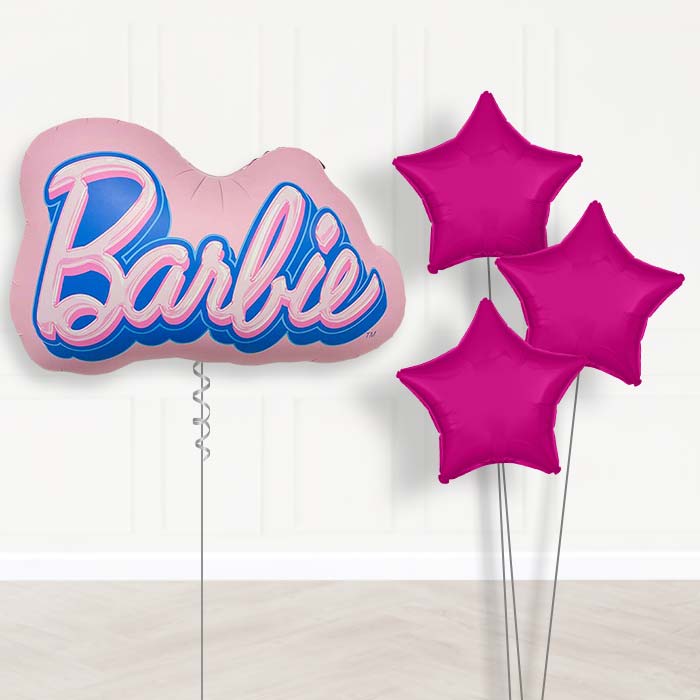 Barbie Balloon Bouquet Delivery | Giant Balloon + 3 Plain Balloons | Party Save Smile