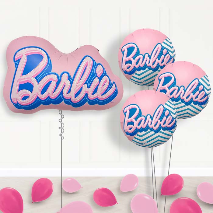 Barbie Balloon Bouquet Delivery | Giant Balloon + 3 Themed Balloons + Mini Balloons | Party Save Smile