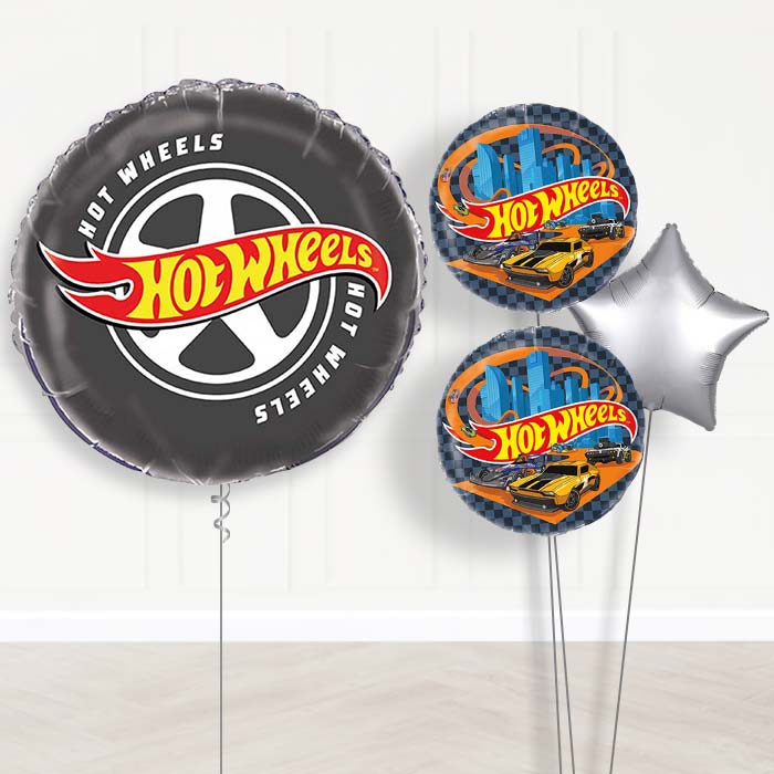 Hot Wheels Balloon Bouquet Delivery | Giant Balloon + 2 Themed Balloons + 1 Plain Balloon | Party Save Smile