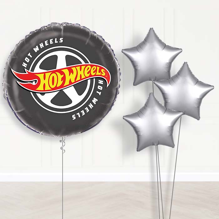 Hot Wheels Balloon Bouquet Delivery | Giant Balloon + 3 Plain Balloons | Party Save Smile
