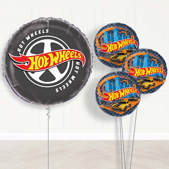 Hot Wheels Balloon Bouquet Delivery | Giant Balloon + 3 Themed Balloons | Party Save Smile