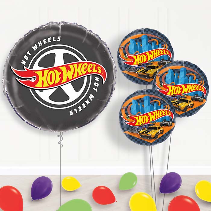 Hot Wheels Balloon Bouquet Delivery | Giant Balloon + 3 Themed Balloons + Mini Balloons | Party Save Smile