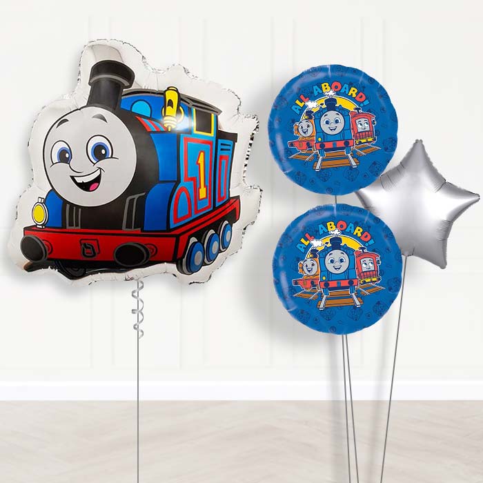Thomas the Tank Engine Balloon Bouquet Delivery | Giant Balloon + 2 Themed Balloons + 1 Plain Balloon | Party Save Smile