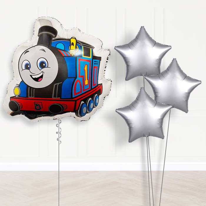 Thomas the Tank Engine Balloon Bouquet Delivery | Giant Balloon + 3 Plain Balloons | Party Save Smile