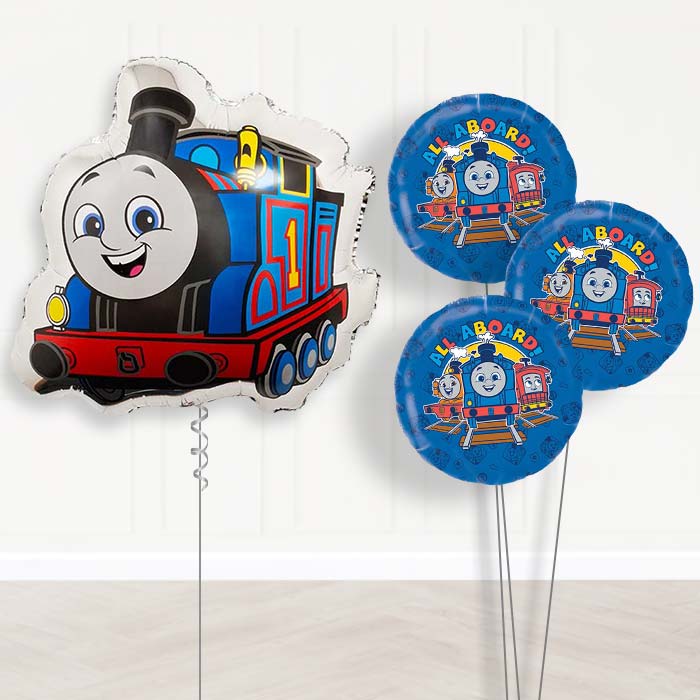 Thomas the Tank Engine Balloon Bouquet Delivery | Giant Balloon + 3 Themed Balloons | Party Save Smile