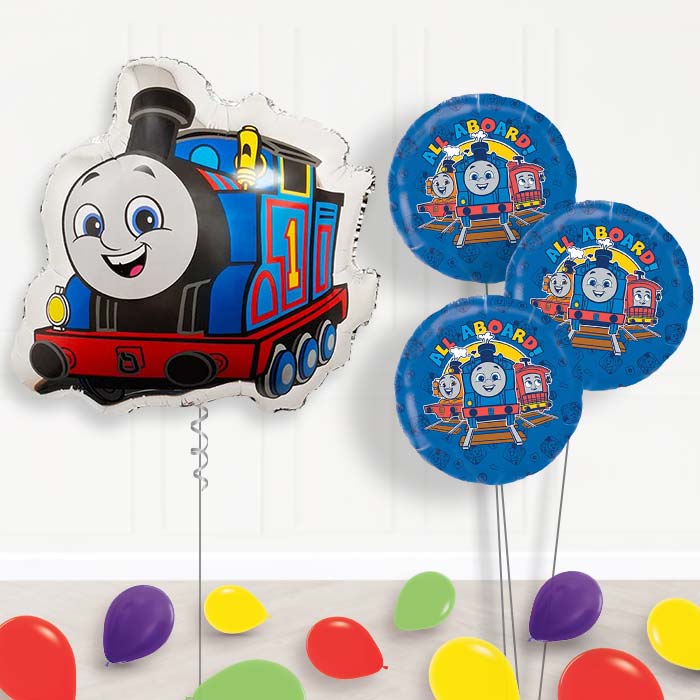 Thomas the Tank Engine Balloon Bouquet Delivery | Giant Balloon + 3 Themed Balloons + Mini Balloons | Party Save Smile