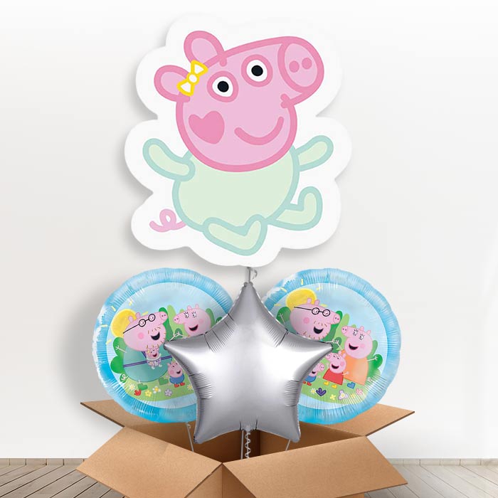 Evie Pig Giant Helium Balloon in a Box | Giant Balloon + 2 Themed Balloons + 1 Plain Balloon | Party Save Smile