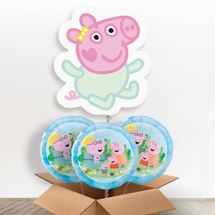 Evie Pig Giant Helium Balloon in a Box | Giant Balloon + 3 Themed Balloons | Party Save Smile