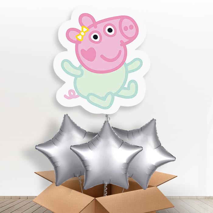 Evie Pig Giant Helium Balloon in a Box | Giant Balloon + 3 Plain Balloons | Party Save Smile