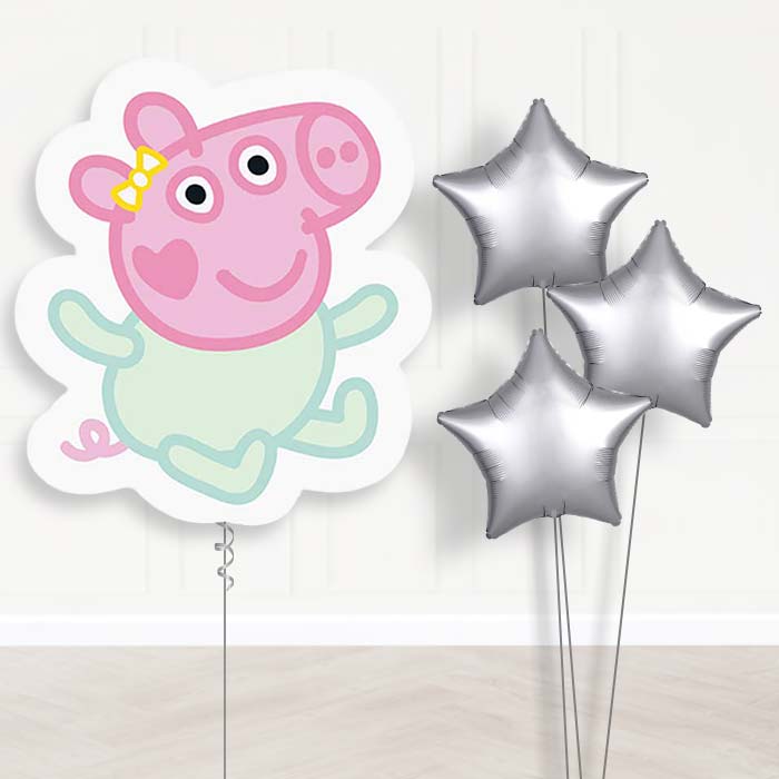 Evie Pig Balloon Bouquet Delivery | Giant Balloon + 3 Plain Balloons | Party Save Smile