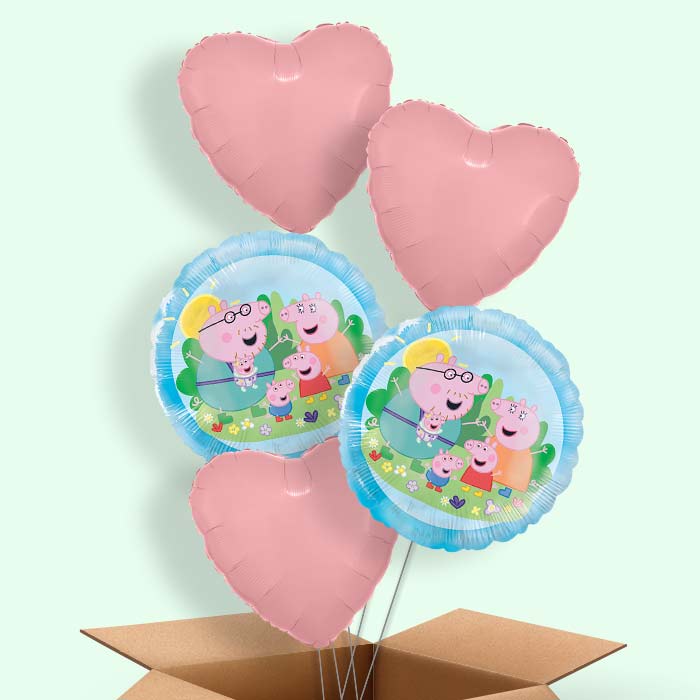 Peppa Pig Family Helium Balloons Delivered - 5 Balloons | Party Save Smile