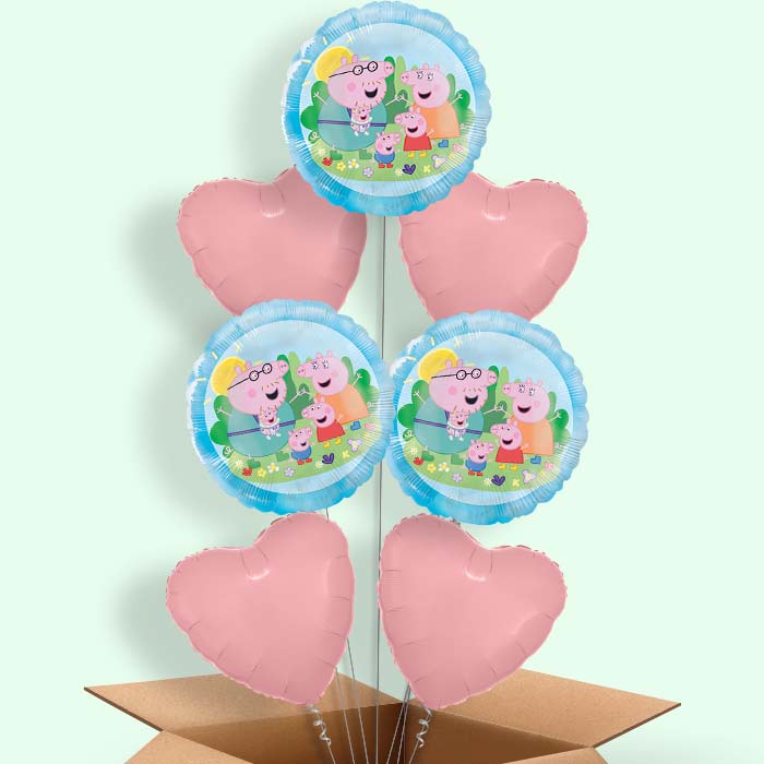 Peppa Pig Family Helium Balloons Delivered - 7 Balloons | Party Save Smile