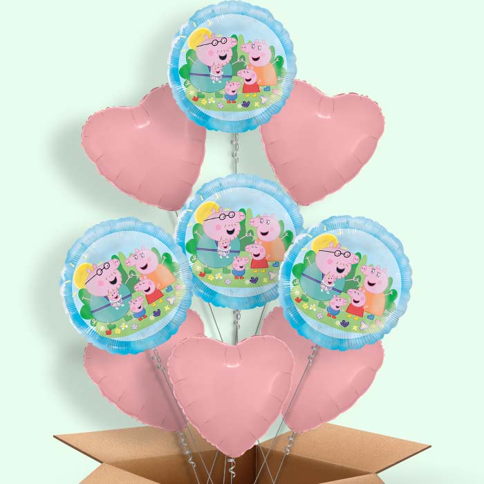 Peppa Pig Family Helium Balloons Delivered - 9 Balloons | Party Save Smile