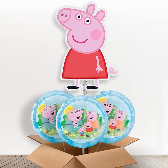 Peppa Pig Giant Helium Balloon in a Box | Giant Balloon + 3 Themed Balloons | Party Save Smile