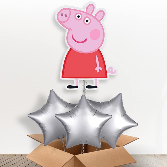 Peppa Pig Giant Helium Balloon in a Box | Giant Balloon + 3 Plain Balloons | Party Save Smile