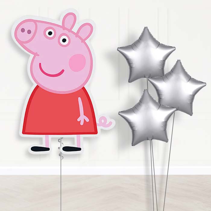 Peppa Pig Balloon Bouquet Delivery | Giant Balloon + 3 Plain Balloons | Party Save Smile