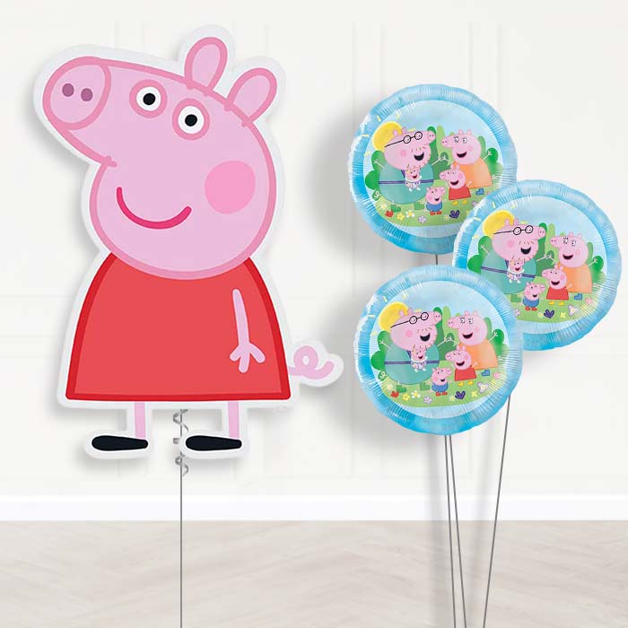 Peppa Pig Balloon Bouquet Delivery | Giant Balloon + 3 Themed Balloons | Party Save Smile