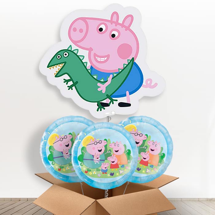 George Pig Shaped Helium Balloon in a Box | Giant Balloon + 3 Themed Balloons | Party Save Smile