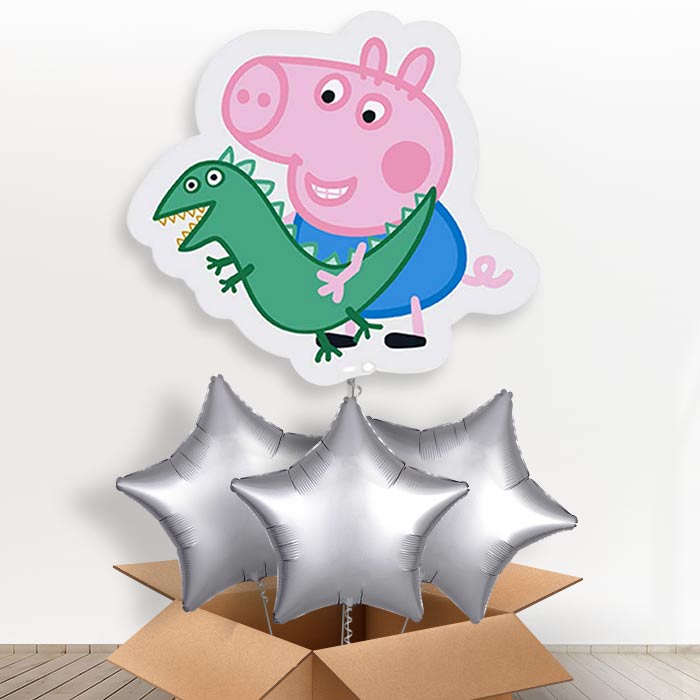 George Pig Shaped Helium Balloon in a Box | Giant Balloon + 3 Plain Balloons | Party Save Smile