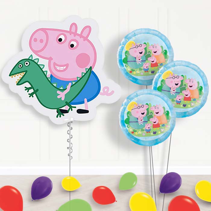 George Pig Shaped Balloon Bouquet Delivery | Giant Balloon + 3 Themed Balloons + Mini Balloons | Party Save Smile