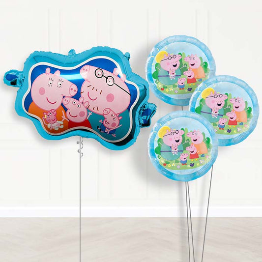 Peppa Family Balloon Bouquet Delivery | Giant Balloon + 3 Themed Balloons | Party Save Smile