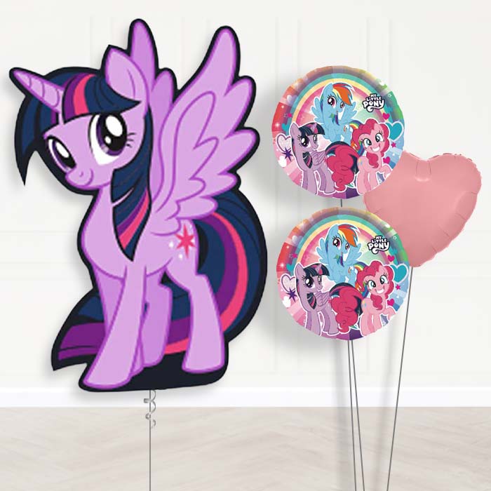 My Little Pony Twilight Sparkle Balloon Bouquet Delivery | Giant Balloon + 2 Themed Balloons + 1 Plain Balloon | Party Save Smile