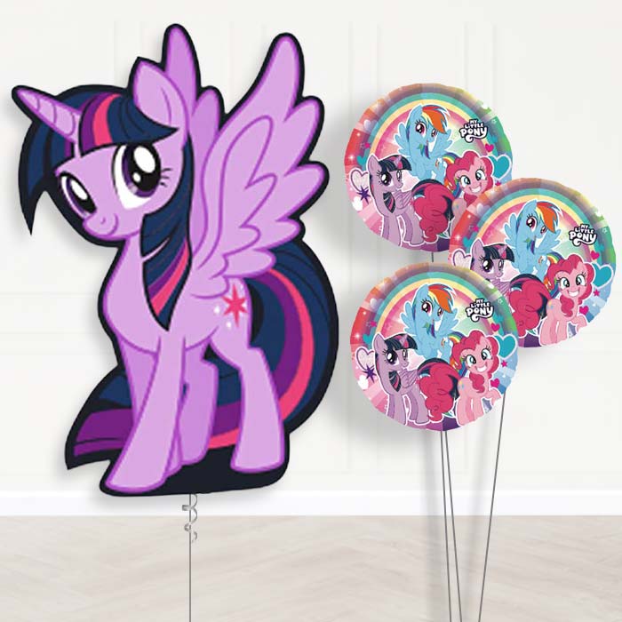 My Little Pony Twilight Sparkle Balloon Bouquet Delivery | Giant Balloon + 3 Themed Balloons | Party Save Smile