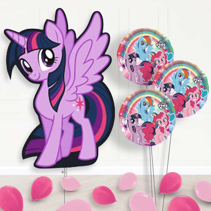 My Little Pony Twilight Sparkle Balloon Bouquet Delivery | Giant Balloon + 3 Themed Balloons + Mini Balloons | Party Save Smile