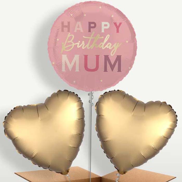 Pink & Gold Happy Birthday Mum Balloon Bunch | Party Save Smile