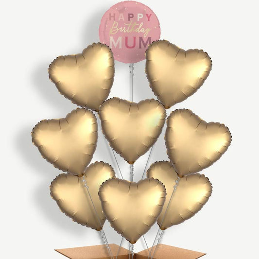 Pink & Gold Happy Birthday Mum Helium Balloon Bundle | Party Save Smile