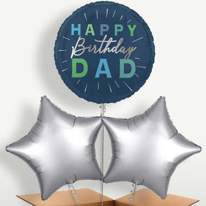 Navy Blue Happy Birthday Dad Balloon Bunch (Trio)