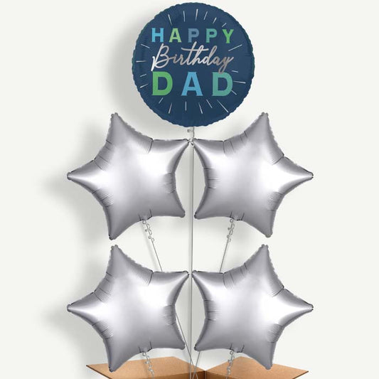Navy Blue Happy Birthday Dad Helium Cluster Balloons | Party Save Smile