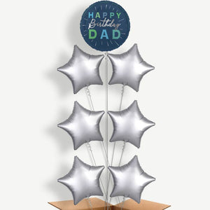 Navy Blue Happy Birthday Dad 7 Helium Balloon Arrangement