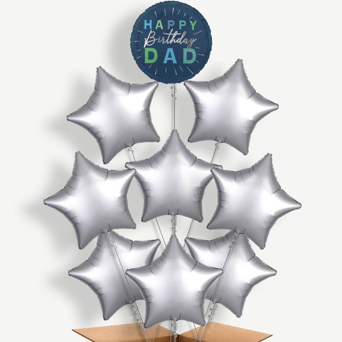 Navy Blue Happy Birthday Dad Helium Balloon Bundle | Party Save Smile