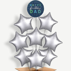 Navy Blue Happy Birthday Dad 9 Helium Balloon Bundle
