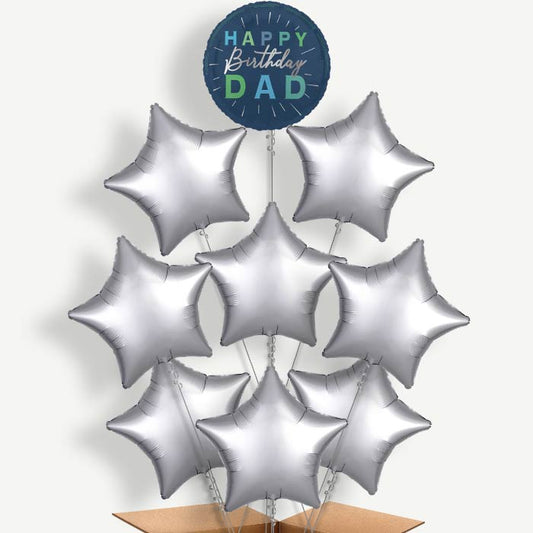 Navy Blue Happy Birthday Dad Helium Balloon Bundle | Party Save Smile