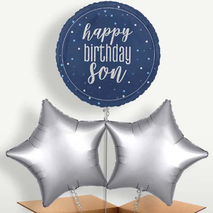 Navy Blue Happy Birthday Son Balloon Bunch | Party Save Smile