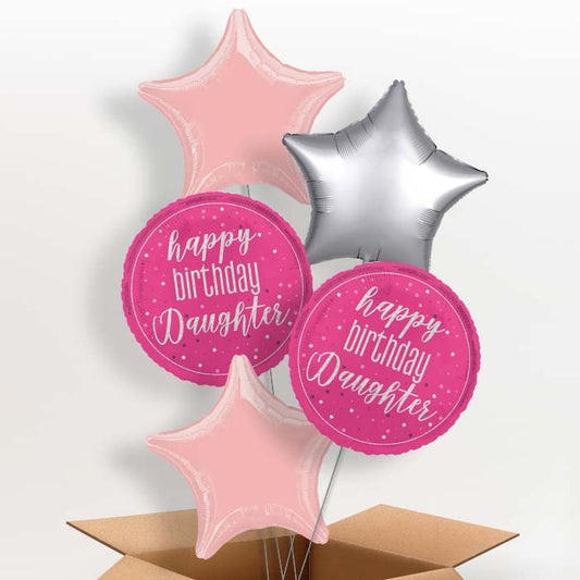Hot Pink Happy Birthday Daughter Helium Balloon in a Box - 5 Balloon | Party Save Smile