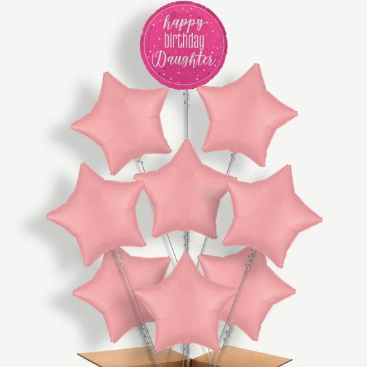 Hot Pink Happy Birthday Daughter Helium Balloon Bundle | Party Save Smile