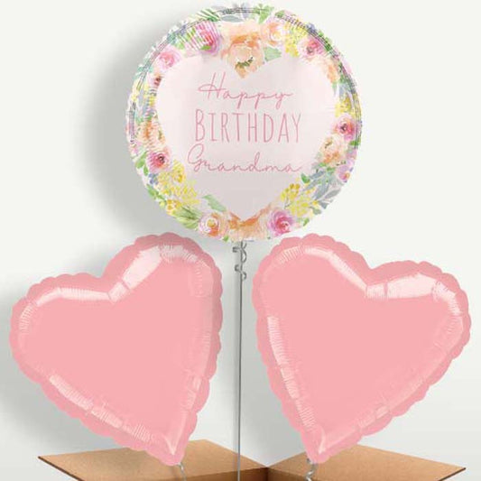 Floral Happy Birthday Grandma Trio Balloon Bunch | Party Save Smile