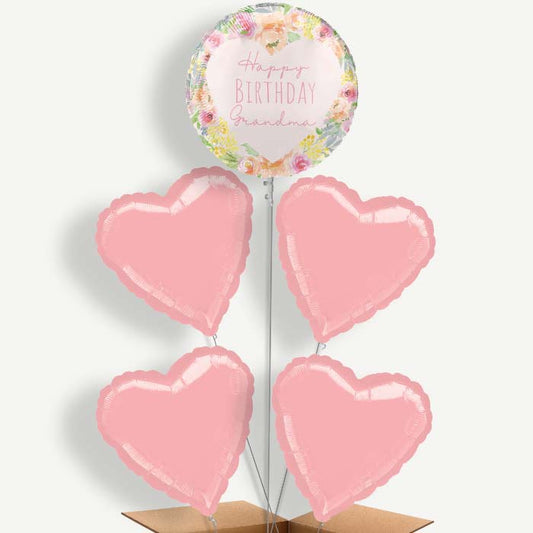 Floral Happy Birthday Grandma Helium Cluster Balloons | Party Save Smile
