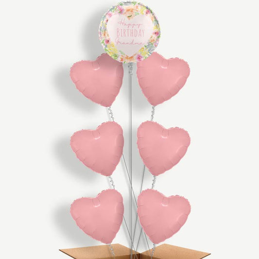 Floral Happy Birthday Grandma Helium Balloon Arrangement | Party Save Smile