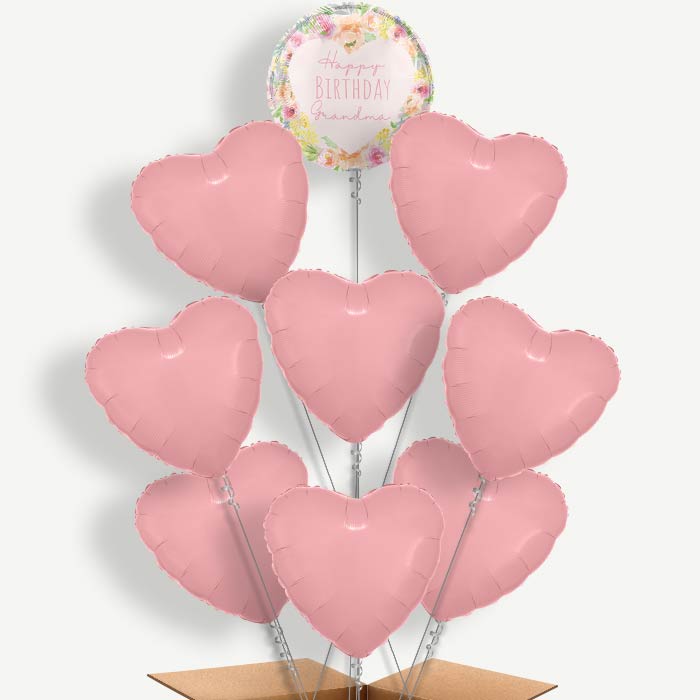 Floral Happy Birthday Grandma Helium Balloon Bundle | Party Save Smile