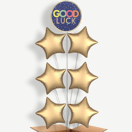 Good Luck Navy Blue Balloon Arrangement Inflated with Helium | Party Save Smile