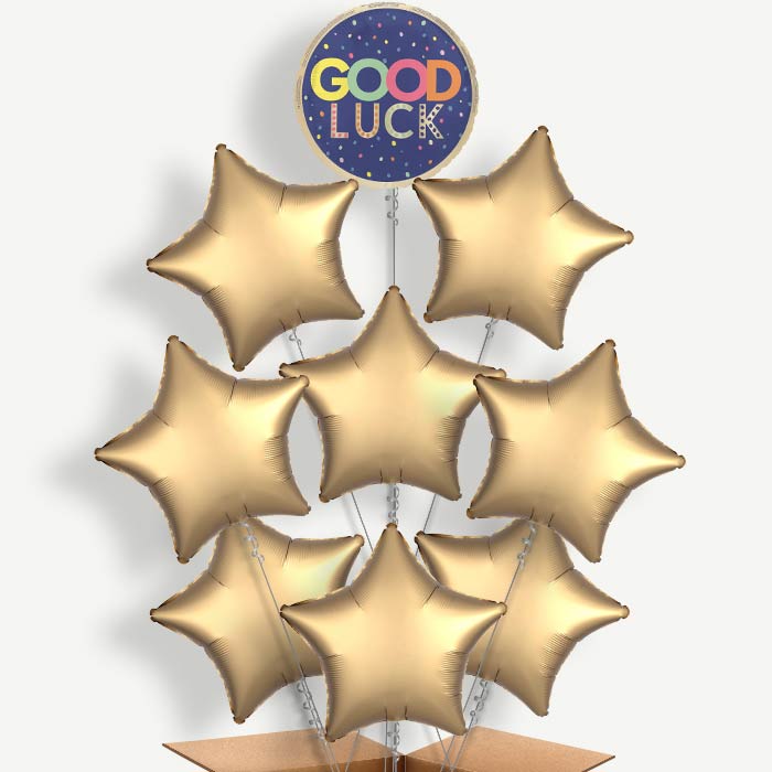 Good Luck Navy Blue Balloon Bundle Inflated with Helium | Party Save Smile