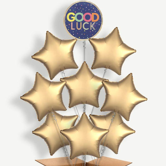 Good Luck Navy Blue Balloon Bundle Inflated with Helium | Party Save Smile